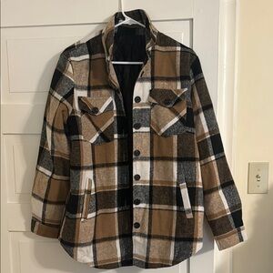 Plaid Button-Up Jacket